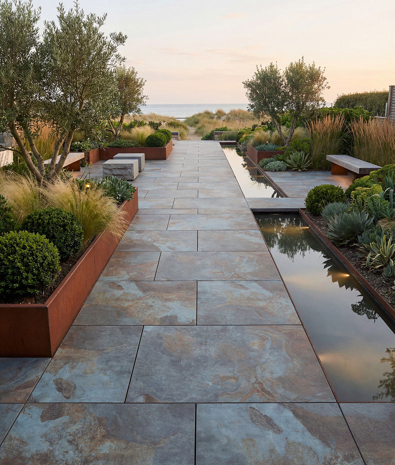 Ca’ Pietra Komodo Porcelain Paving Textured Green — official gallery image 4