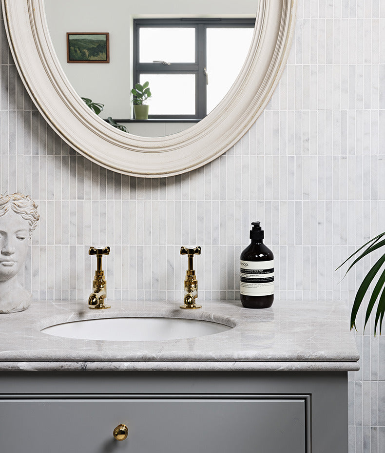 Ca’ Pietra Long Island Marble Bamboo Mosaic — official gallery image 1