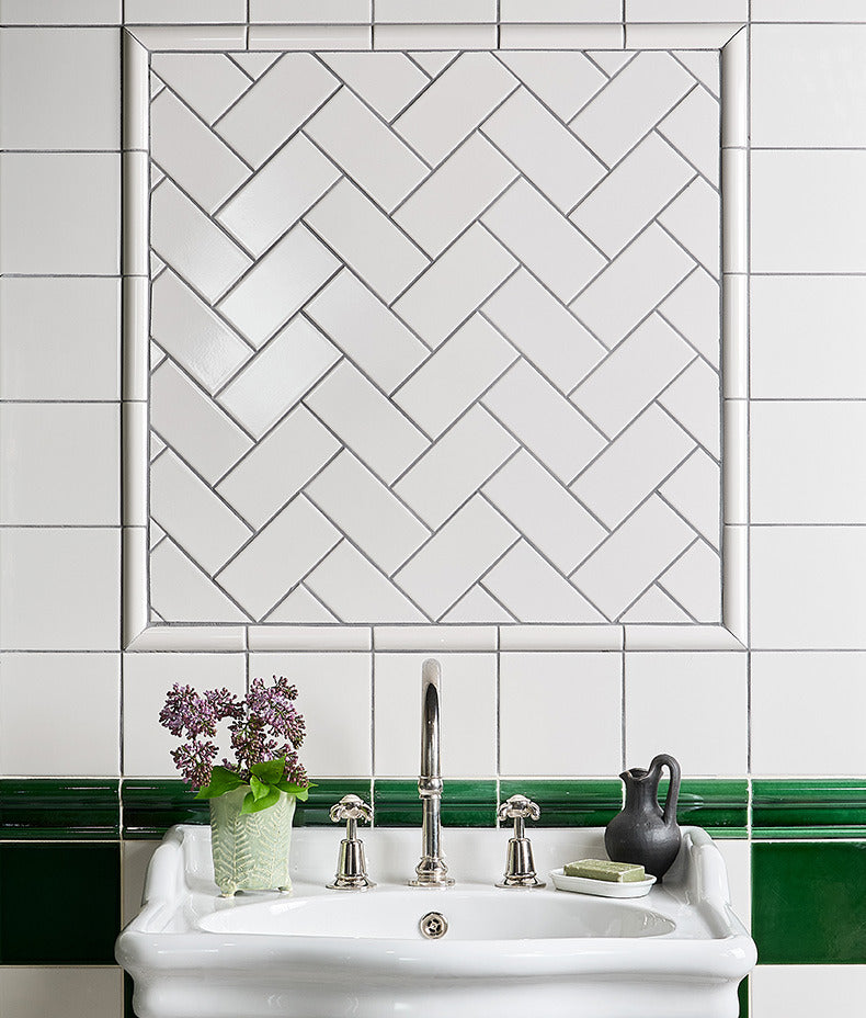 Ca’ Pietra Victorian Style™ Wall Ceramic Antique White Square Crackle Glaze — official gallery image 1