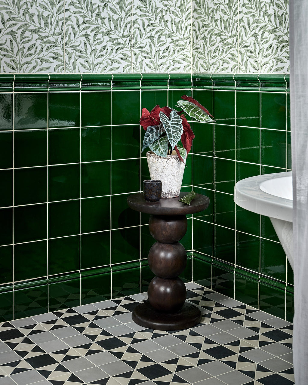 Ca’ Pietra Victorian Style™ Wall Ceramic Olive Green Square Crackle Glaze — official gallery image 1