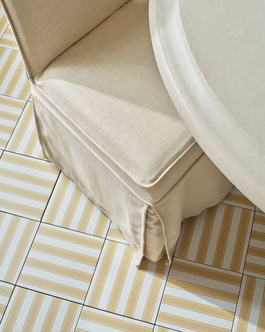 Ca’ Pietra Sanderson - Pinetum Stripe Ochre Porcelain — official gallery image 1