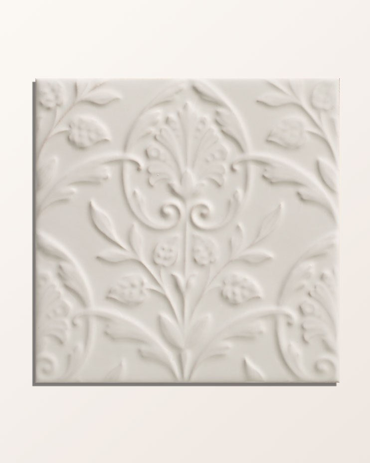 Ca’ Pietra Victorian Style™ Wall Ceramic Hampton Court Vines Cotton White Gloss — official gallery image 4