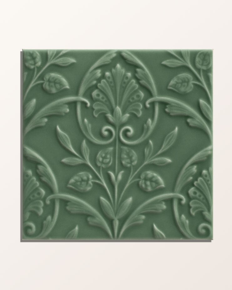 Ca’ Pietra Victorian Style™ Wall Ceramic Hampton Court Vines Cabbage Green Gloss — official gallery image 4