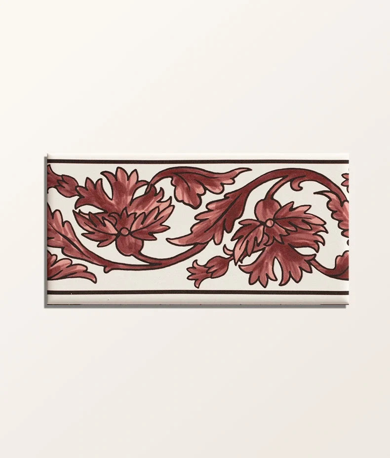 Ca’ Pietra Victorian Style™ Wall Ceramic Decor Carnation Border Rose — official gallery image 3