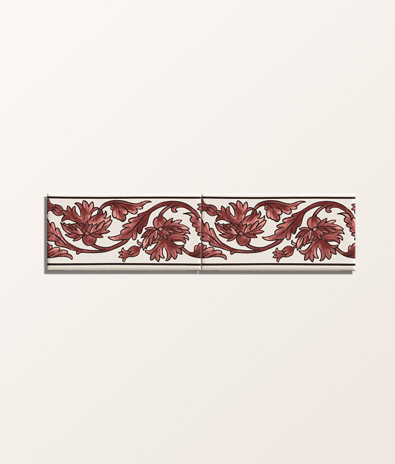 Ca’ Pietra Victorian Style™ Wall Ceramic Decor Carnation Border Rose — official gallery image 4