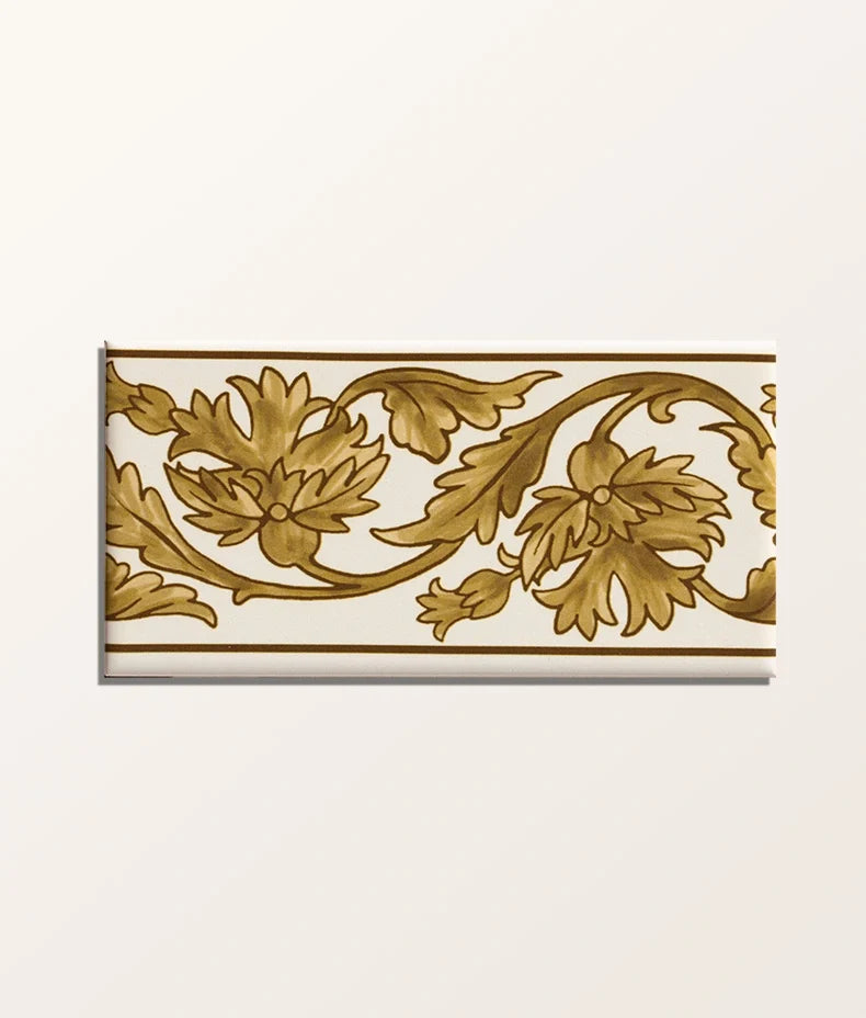 Ca’ Pietra Victorian Style™ Wall Ceramic Decor Carnation Border Ochre — official gallery image 6