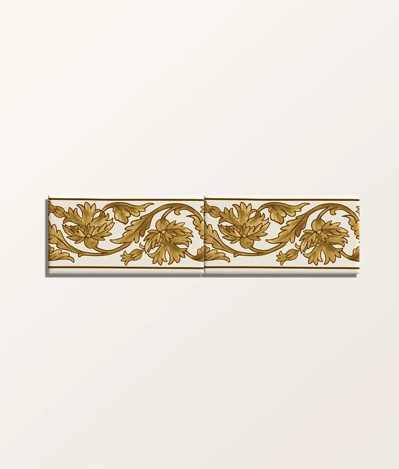 Ca’ Pietra Victorian Style™ Wall Ceramic Decor Carnation Border Ochre — official gallery image 7