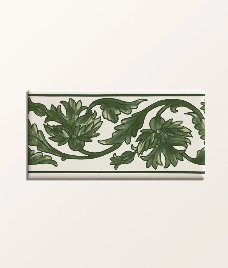 Ca’ Pietra Victorian Style™ Wall Ceramic Decor Carnation Border Green — official gallery image 1