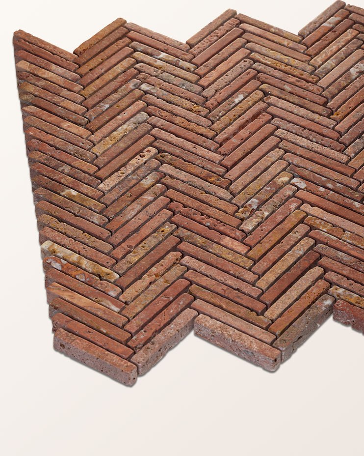 Ca’ Pietra Athens Rosso Travertine Mosaic — official gallery image 3
