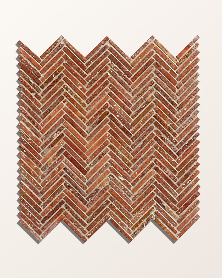 Ca’ Pietra Athens Rosso Travertine Mosaic — official gallery image 2