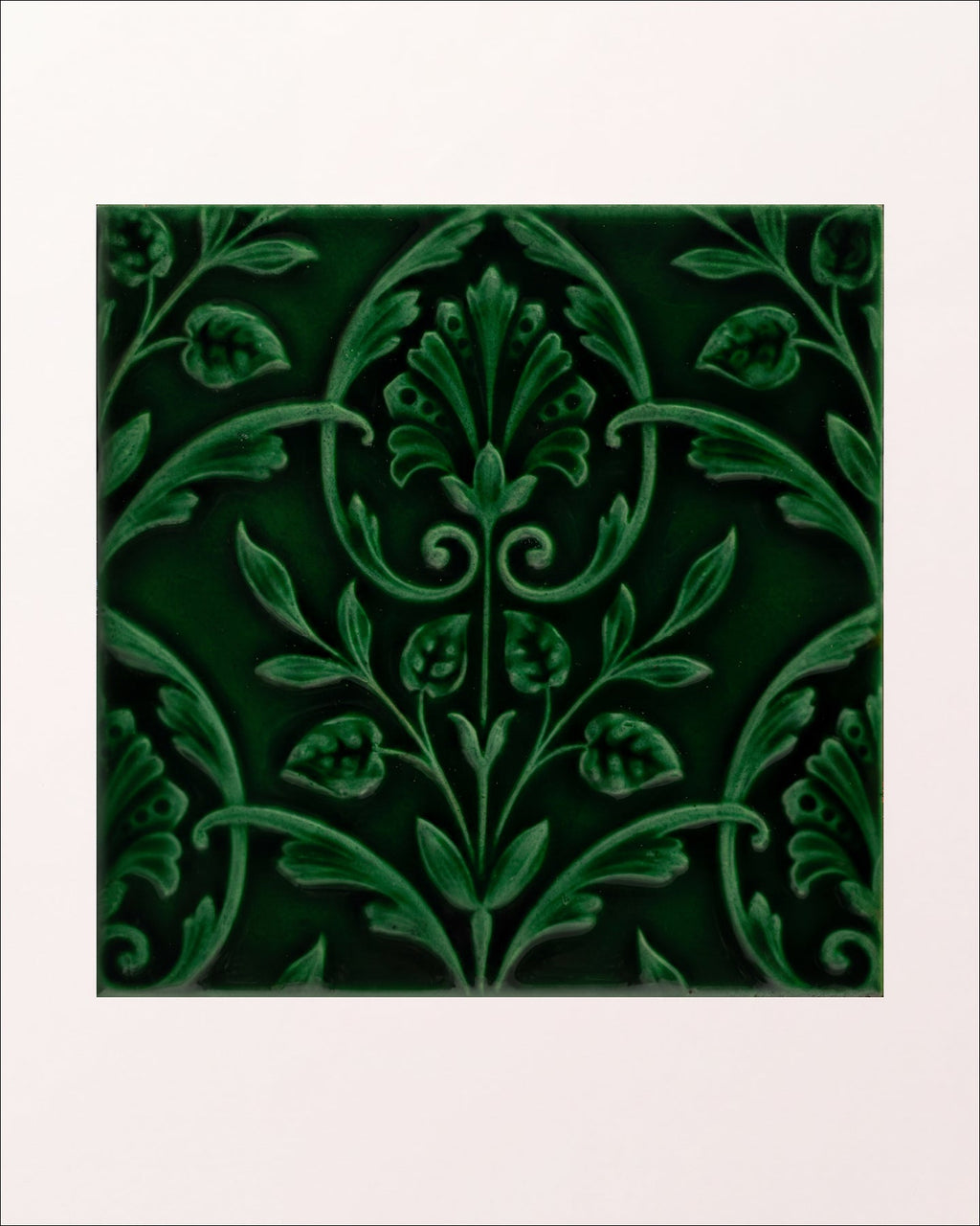 Ca’ Pietra Victorian Style™ Wall Ceramic Hampton Court Vines Olive Green Gloss — official gallery image 2