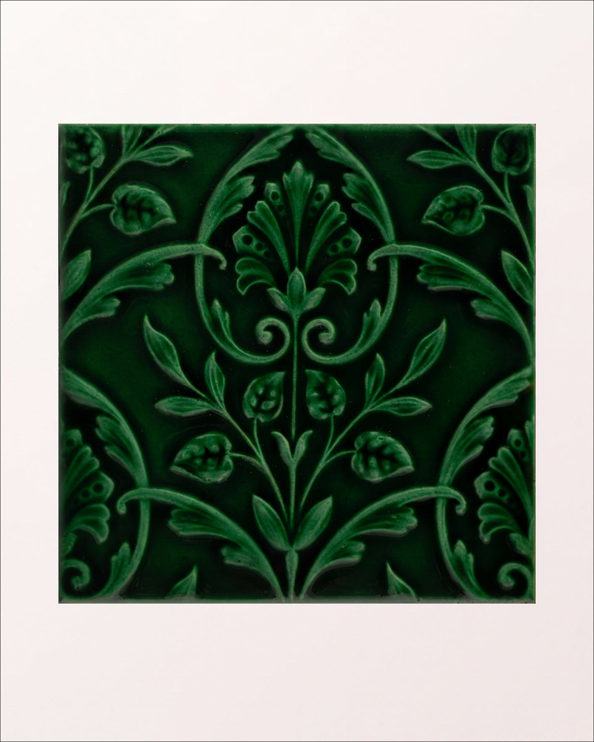 Ca’ Pietra Victorian Style™ Wall Ceramic Hampton Court Vines Olive Green Gloss — official gallery image 2