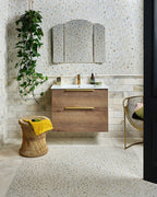 Ca’ Pietra Palazzo Oro Honed Brick Bond Square Mosaic — official gallery image 4