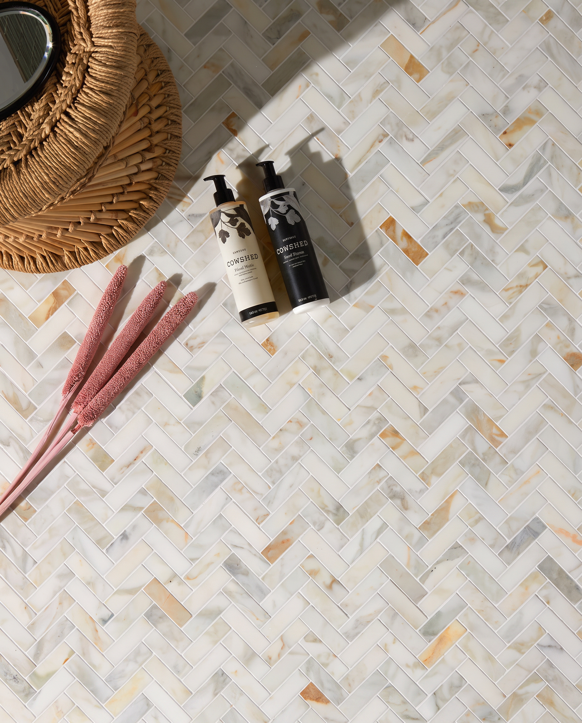 Ca’ Pietra Palazzo Oro Honed Herringbone Mosaic — official gallery image 3