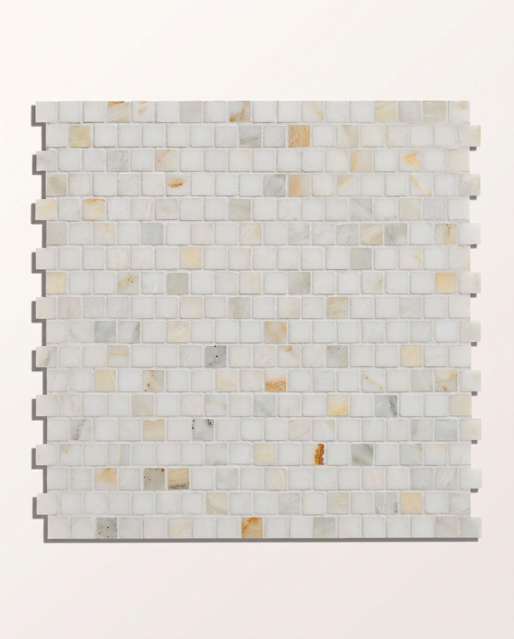 Ca’ Pietra Palazzo Oro Honed Brick Bond Square Mosaic — official gallery image 2