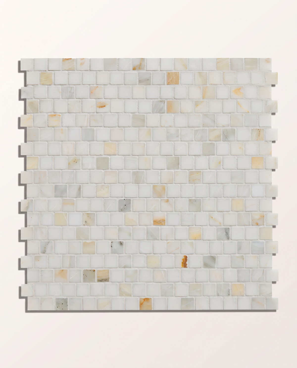 Ca’ Pietra Palazzo Oro Honed Brick Bond Square Mosaic — official gallery image 2