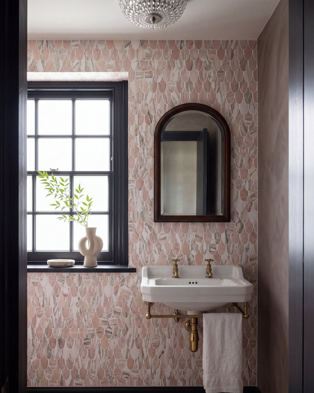 Ca’ Pietra East Java Flamingo Marble Plume Mosaic — official gallery image 1