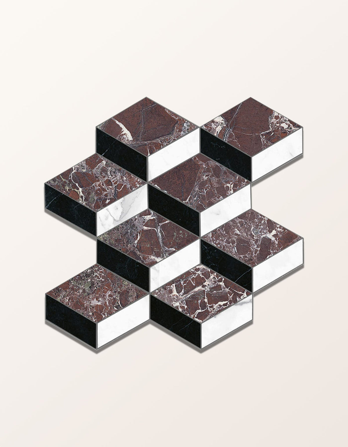 Ca’ Pietra Echelon Porcelain Matt Cube Mosaic Levanto — official gallery image 1