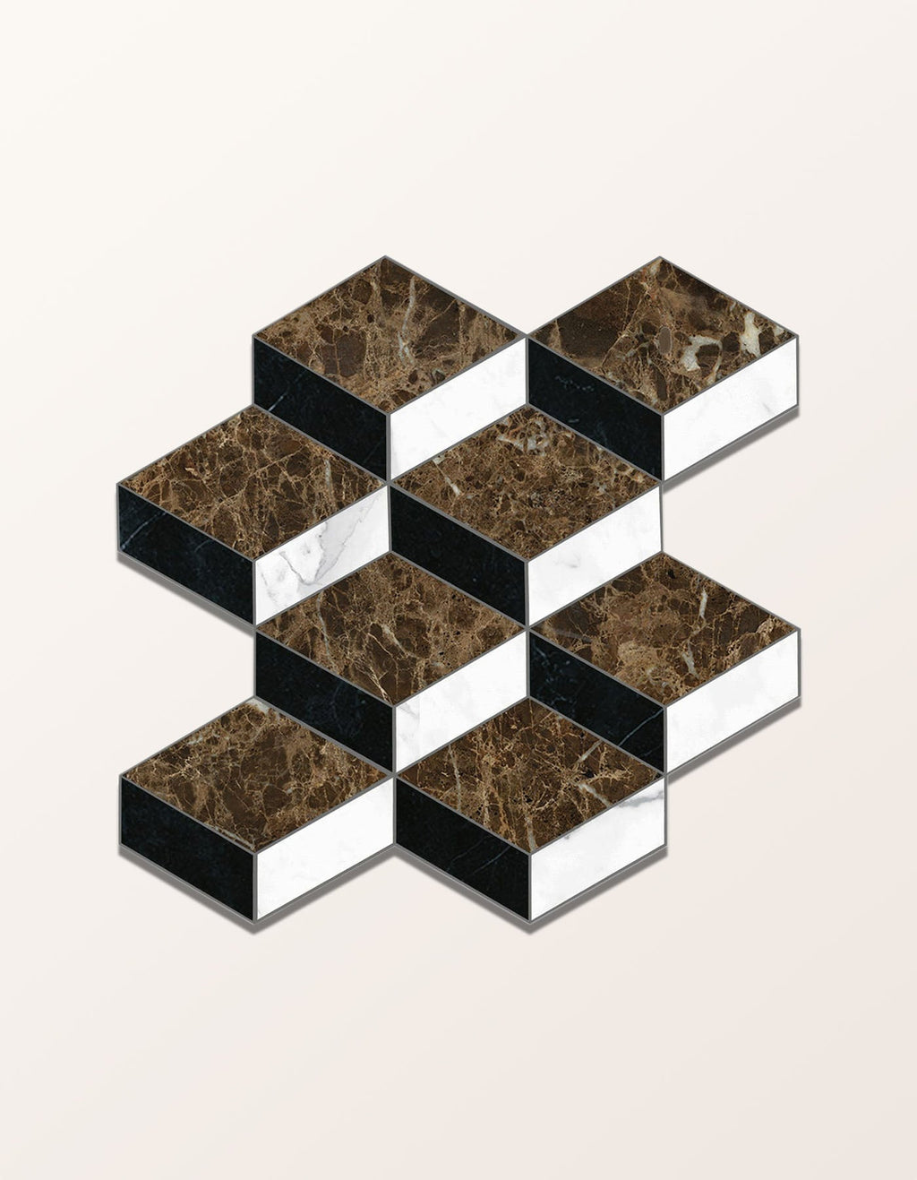 Ca’ Pietra Echelon Porcelain Matt Cube Mosaic Emperador — official gallery image 2