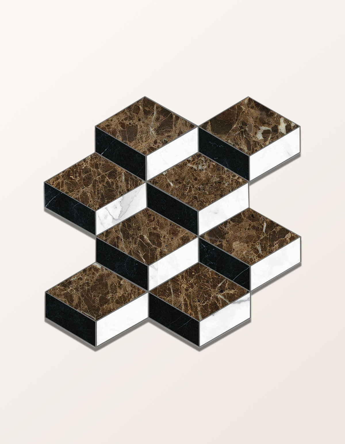 Ca’ Pietra Echelon Porcelain Matt Cube Mosaic Emperador — official gallery image 2