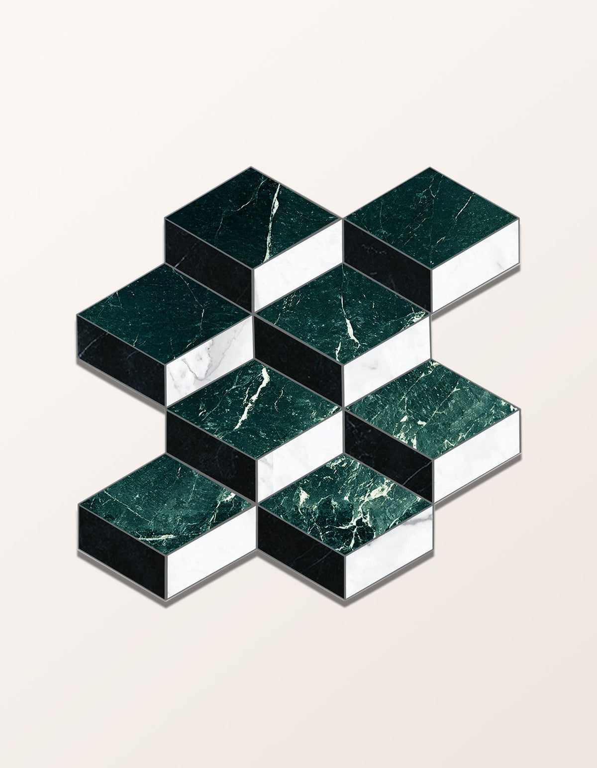 Ca’ Pietra Echelon Porcelain Matt Cube Mosaic Verdi — official gallery image 1