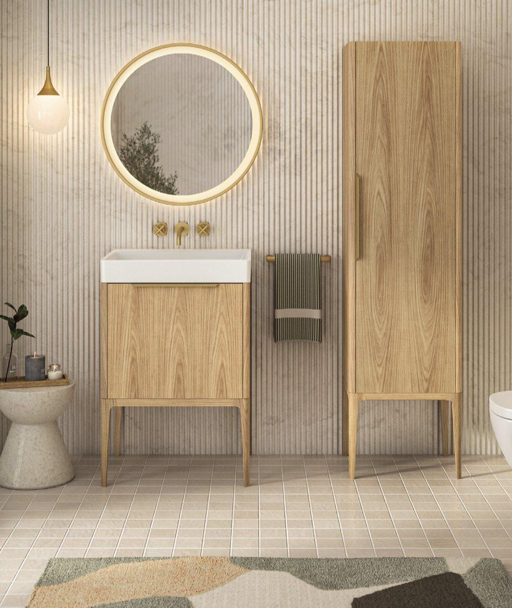 Catalano Elice vanity unit in oak with Elice basin
