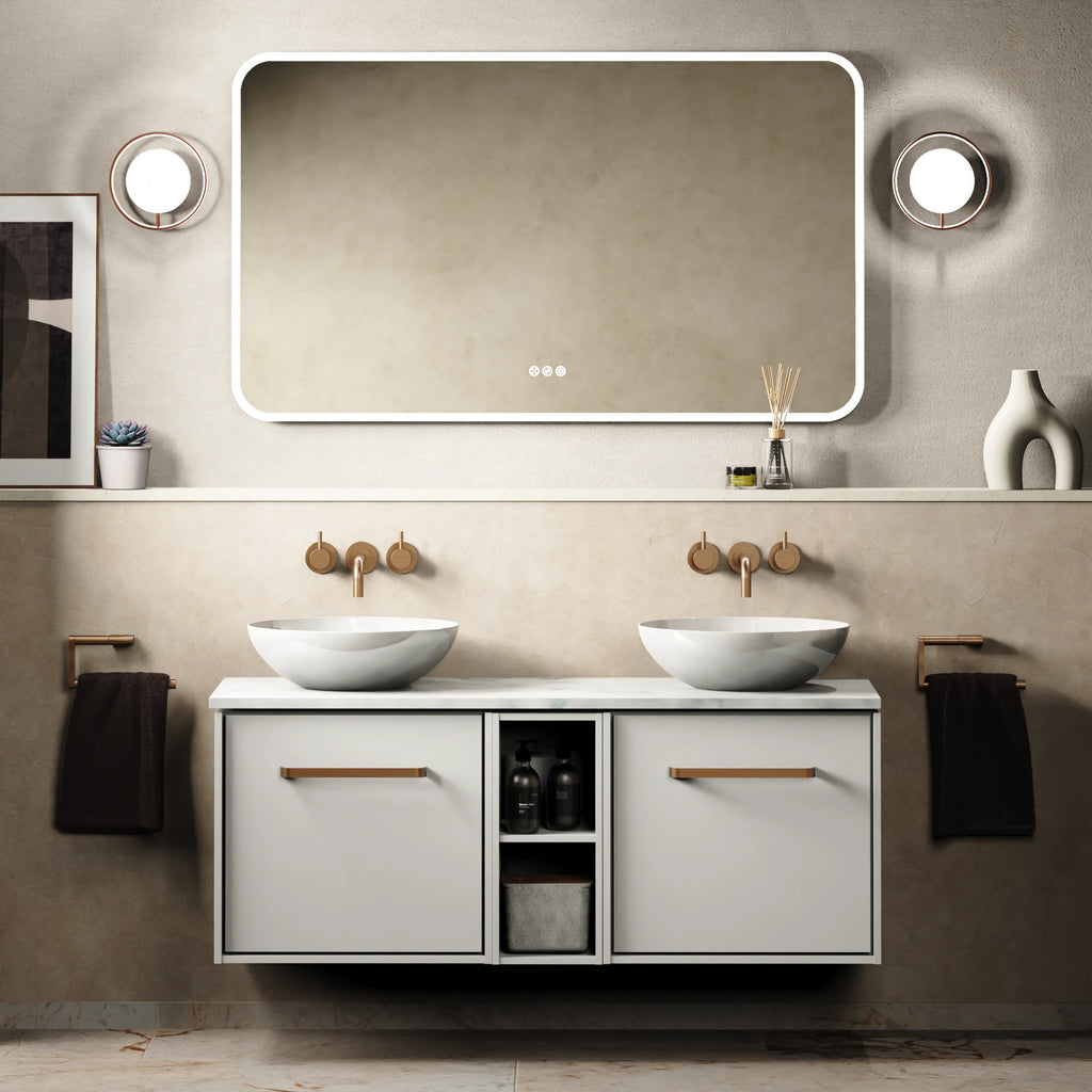 Crosswater Infinity 1200 Furniture Unit with Worktop in Matt White with Carrara Marble Effect worktop
