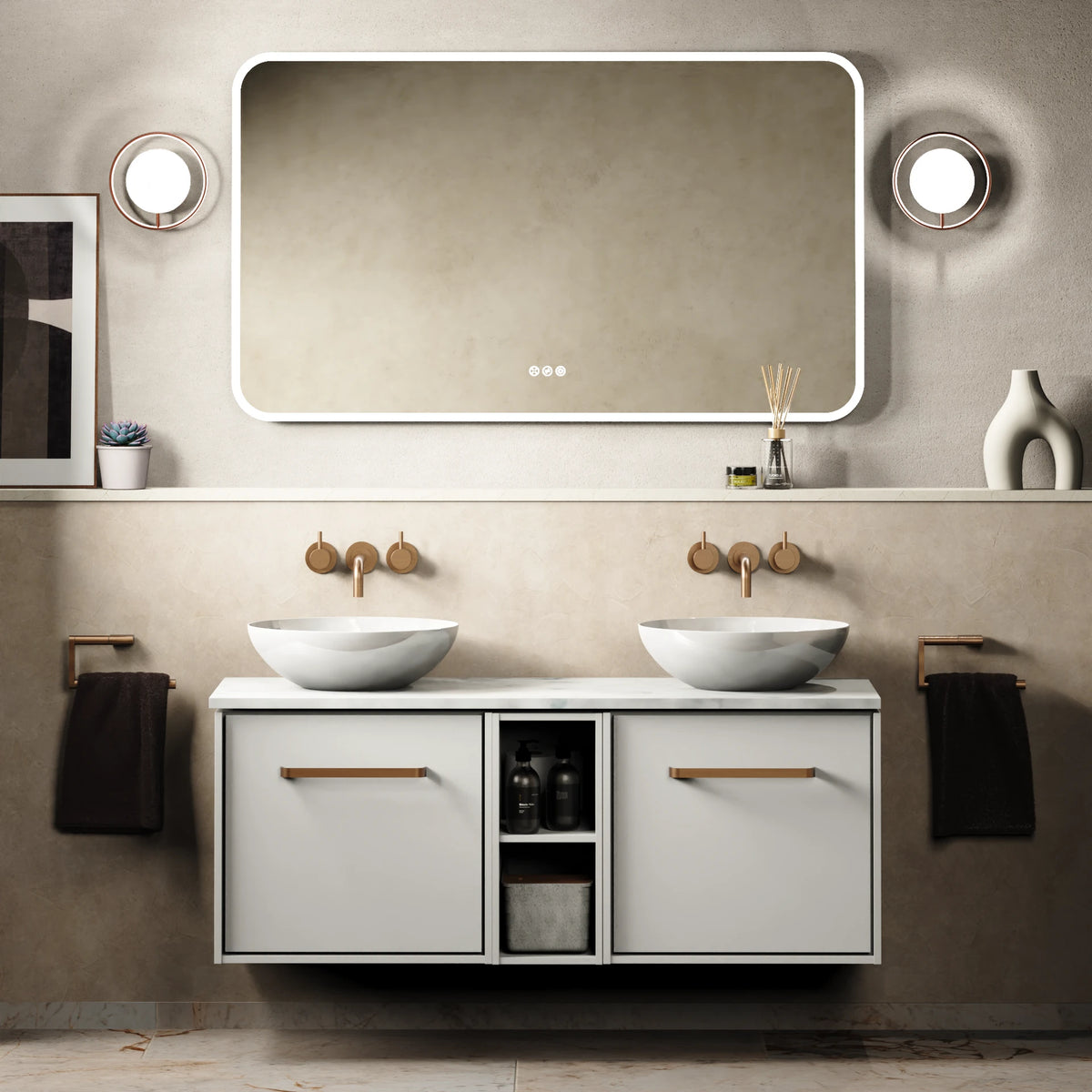 Crosswater Infinity 1200 Furniture Unit with Worktop in Matt White with Carrara Marble Effect worktop