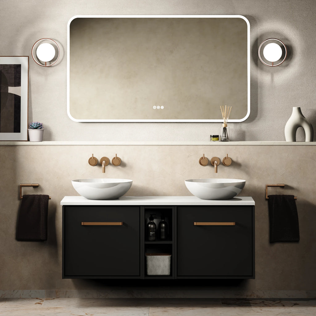 Crosswater Infinity 1200 Furniture Unit with Worktop in Matt Black with Polar White worktop