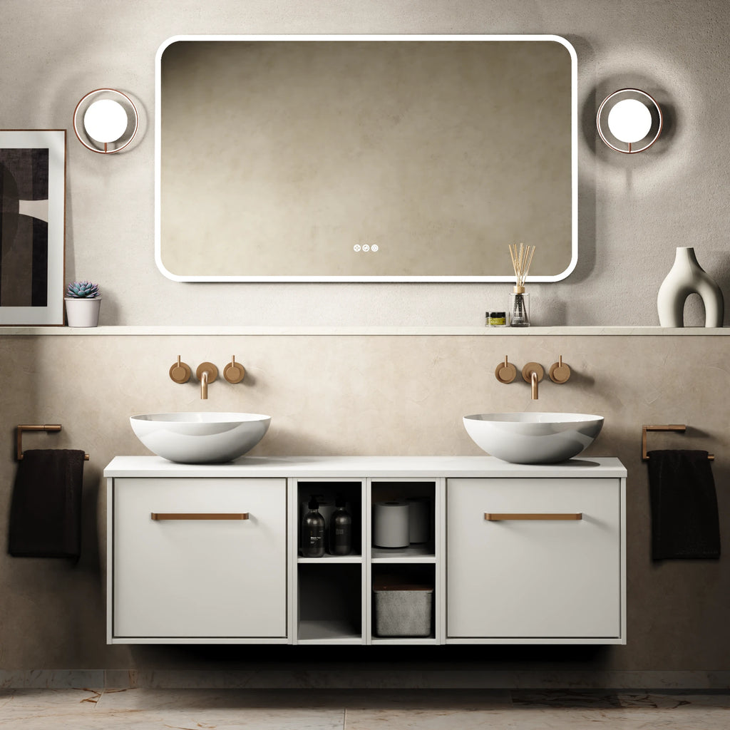 Crosswater Infinity 1400 Furniture Unit with Worktop in White Gloss with Polar White worktop