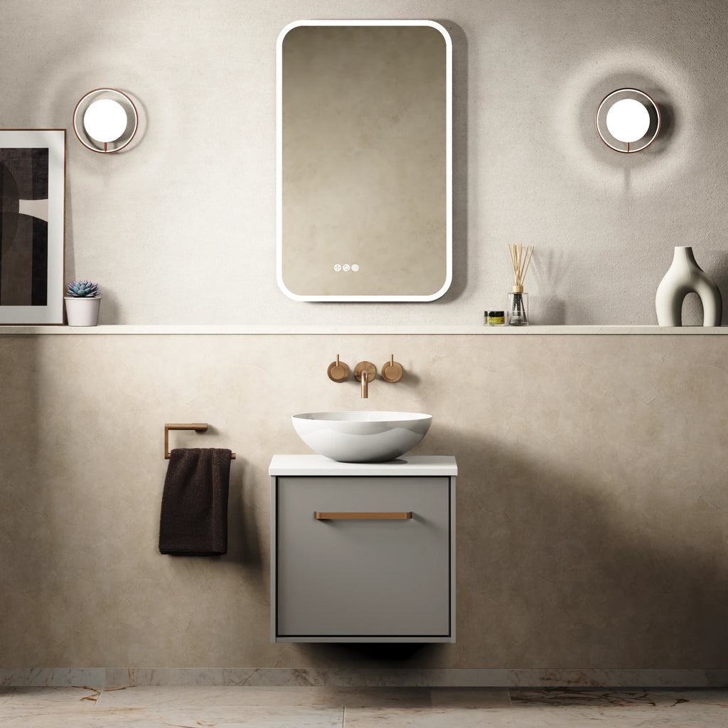Crosswater Infinity 500 Furniture Unit with Worktop in Storm Grey with Polar White worktop