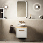 Crosswater Infinity 500 Furniture Unit with Worktop in White Gloss with Windsor Oak worktop