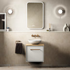 Crosswater Infinity 500 Furniture Unit with Worktop in Matt White with Windsor Oak worktop
