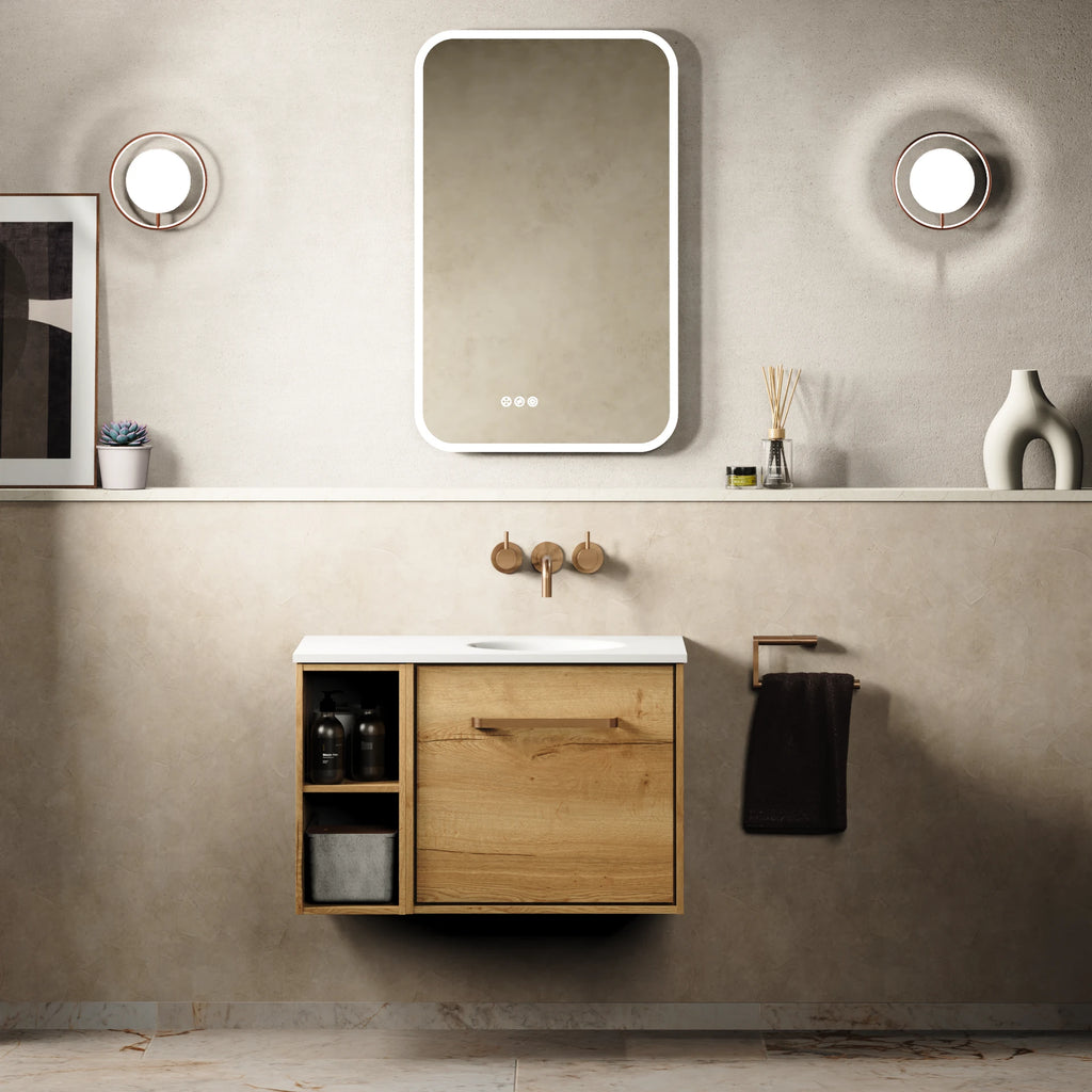 Crosswater Infinity 700 Furniture Unit with Basin in Windsor Oak, Right Hand basin