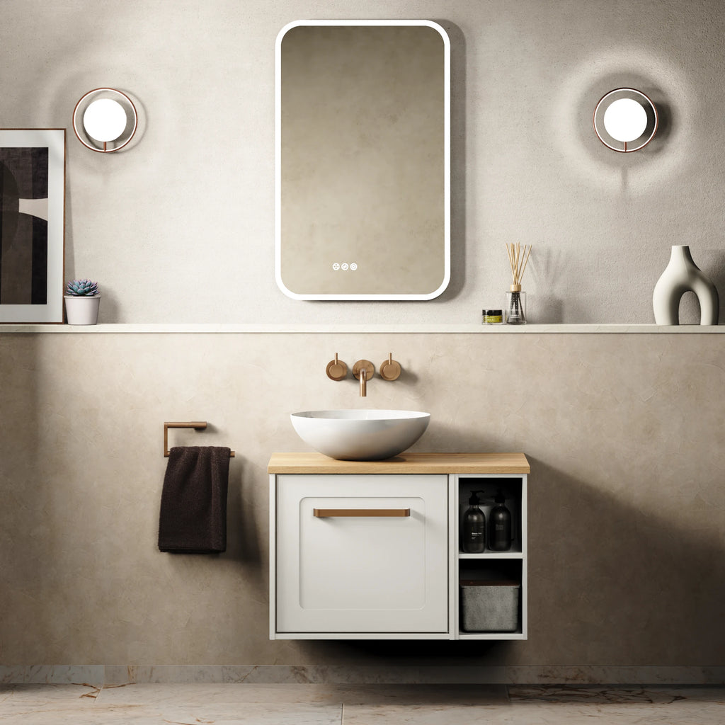 Crosswater Infinity 700 Furniture Unit with Worktop in White Gloss with Windsor Oak worktop
