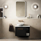 Crosswater Infinity 700 Furniture Unit with Worktop in Matt Black with Carrara Marble Effect worktop