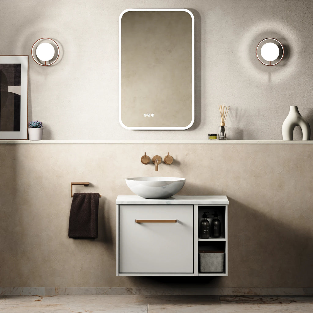 Crosswater Infinity 700 Furniture Unit with Worktop in Matt White with Carrara Marble Effect worktop