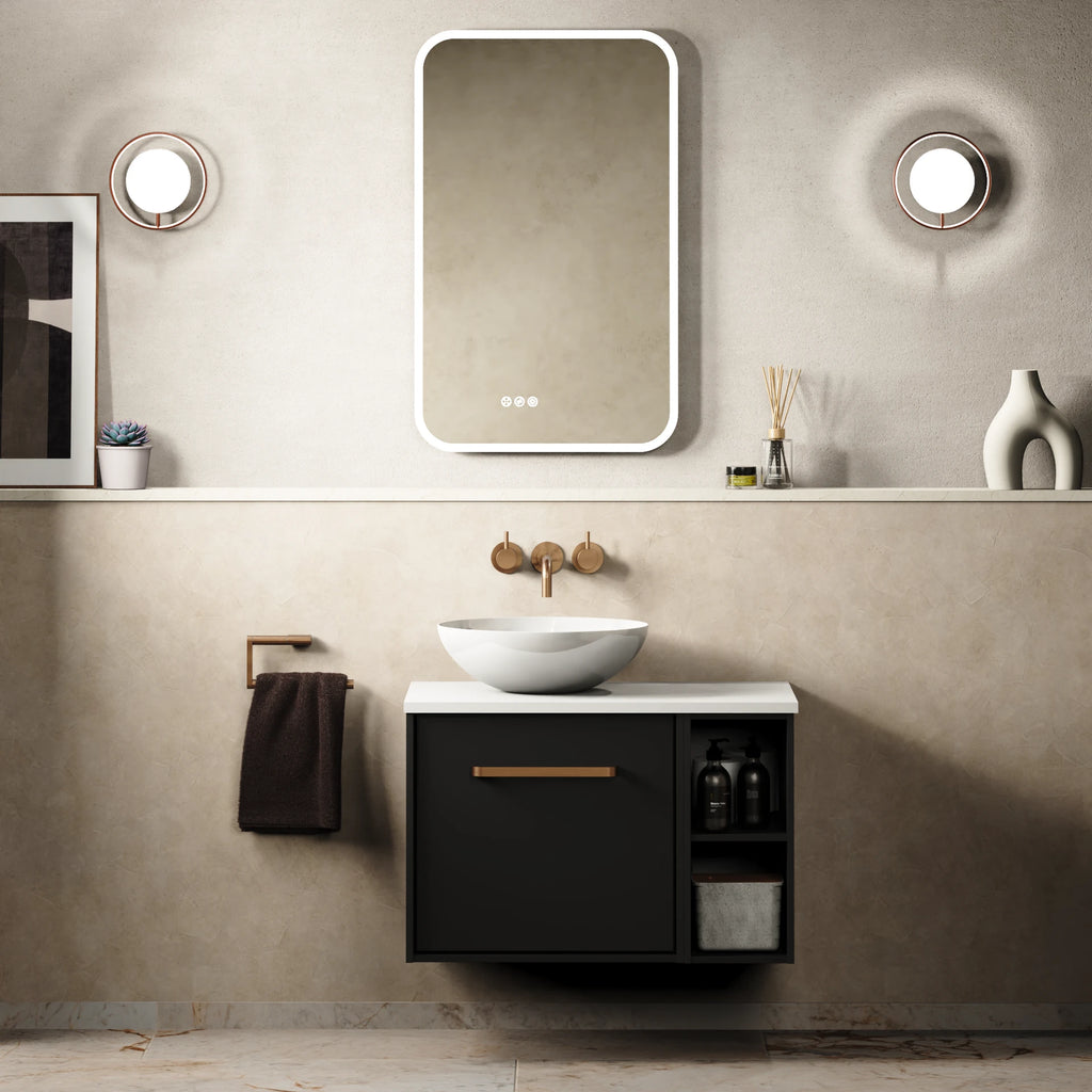 Crosswater Infinity 700 Furniture Unit with Worktop in Matt Black with Polar White worktop