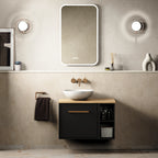 Crosswater Infinity 700 Furniture Unit with Worktop in Matt Black with Windsor Oak worktop