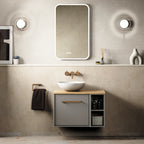 Crosswater Infinity 700 Furniture Unit with Worktop in Storm Grey with Windsor Oak worktop