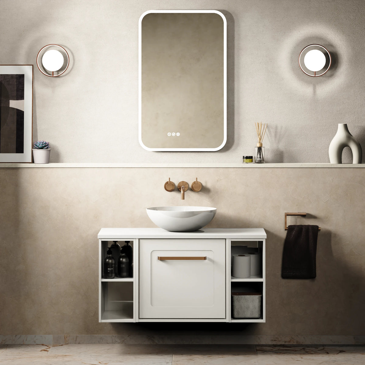 Crosswater Infinity 900 Furniture Unit with Worktop in White Gloss with Polar White worktop