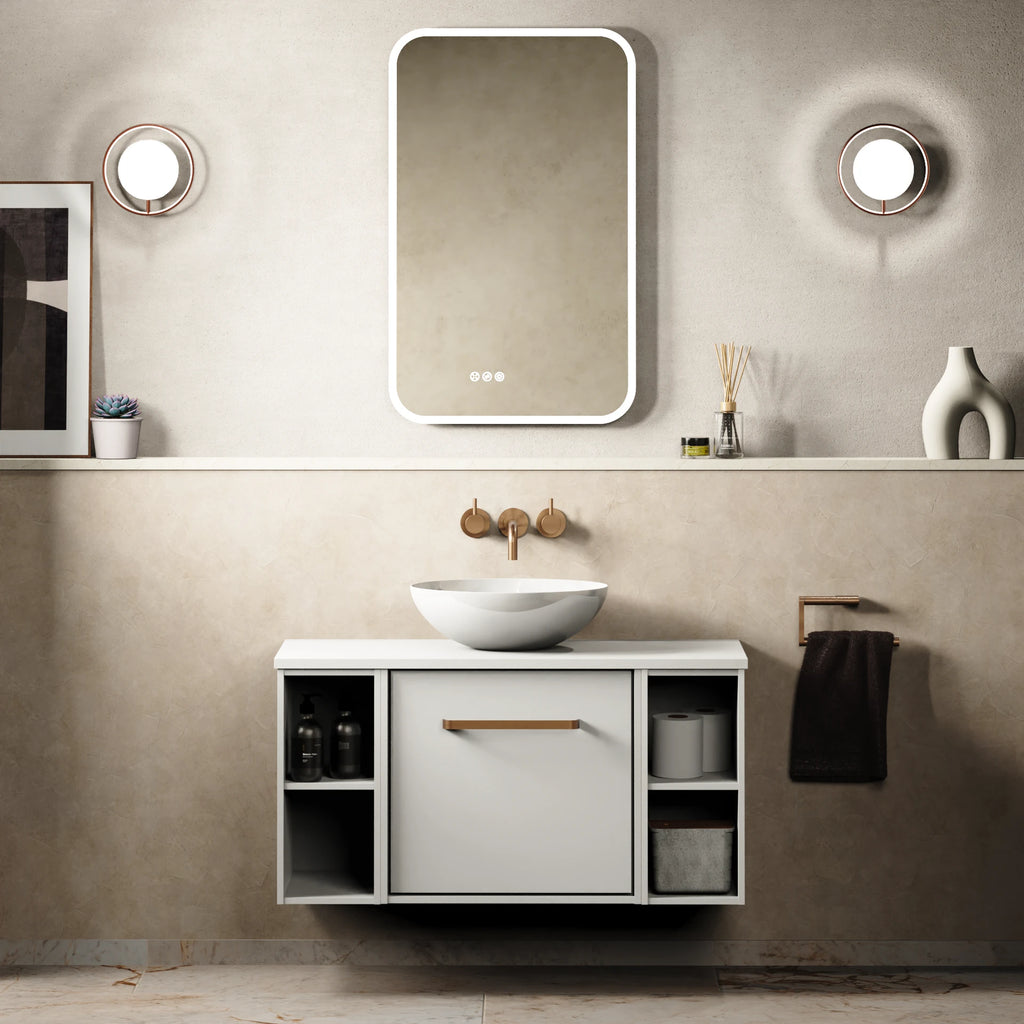 Crosswater Infinity 900 Furniture Unit with Worktop in Matt White with Polar White worktop