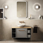 Crosswater Infinity 900 Furniture Unit with Worktop in Storm Grey with Windsor Oak worktop