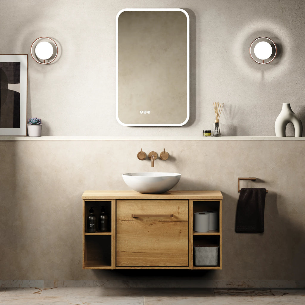 Crosswater Infinity 900 Furniture Unit with Worktop in Windsor Oak with Windsor Oak worktop