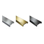 Impey Element linear drain in brushed stainless, gold and black