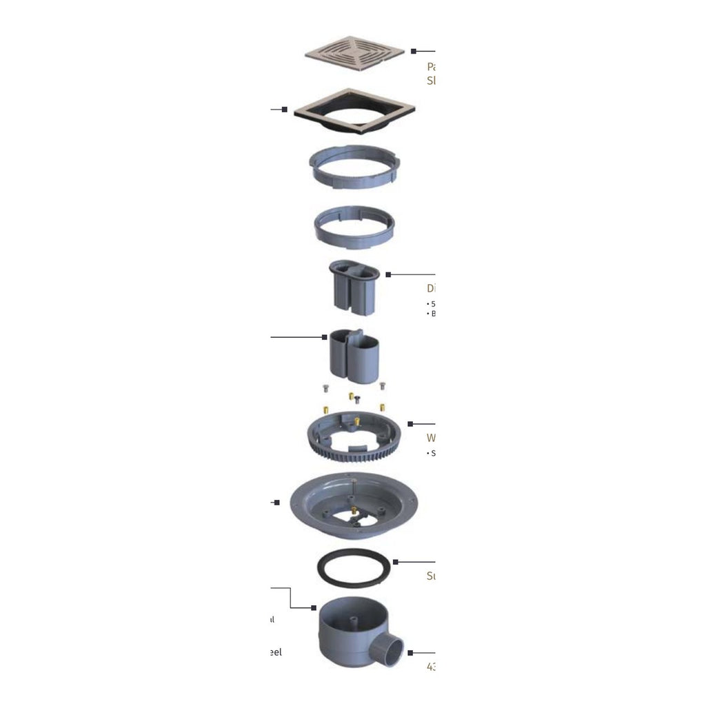 Impey square drain exploded view