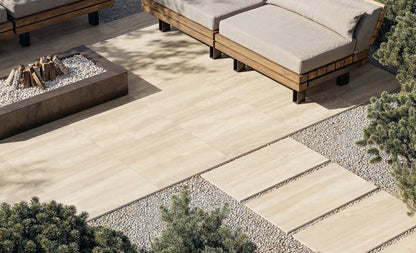 Coem Incisa Aurea gresX2 20mm outdoor porcelain paving, laid installation