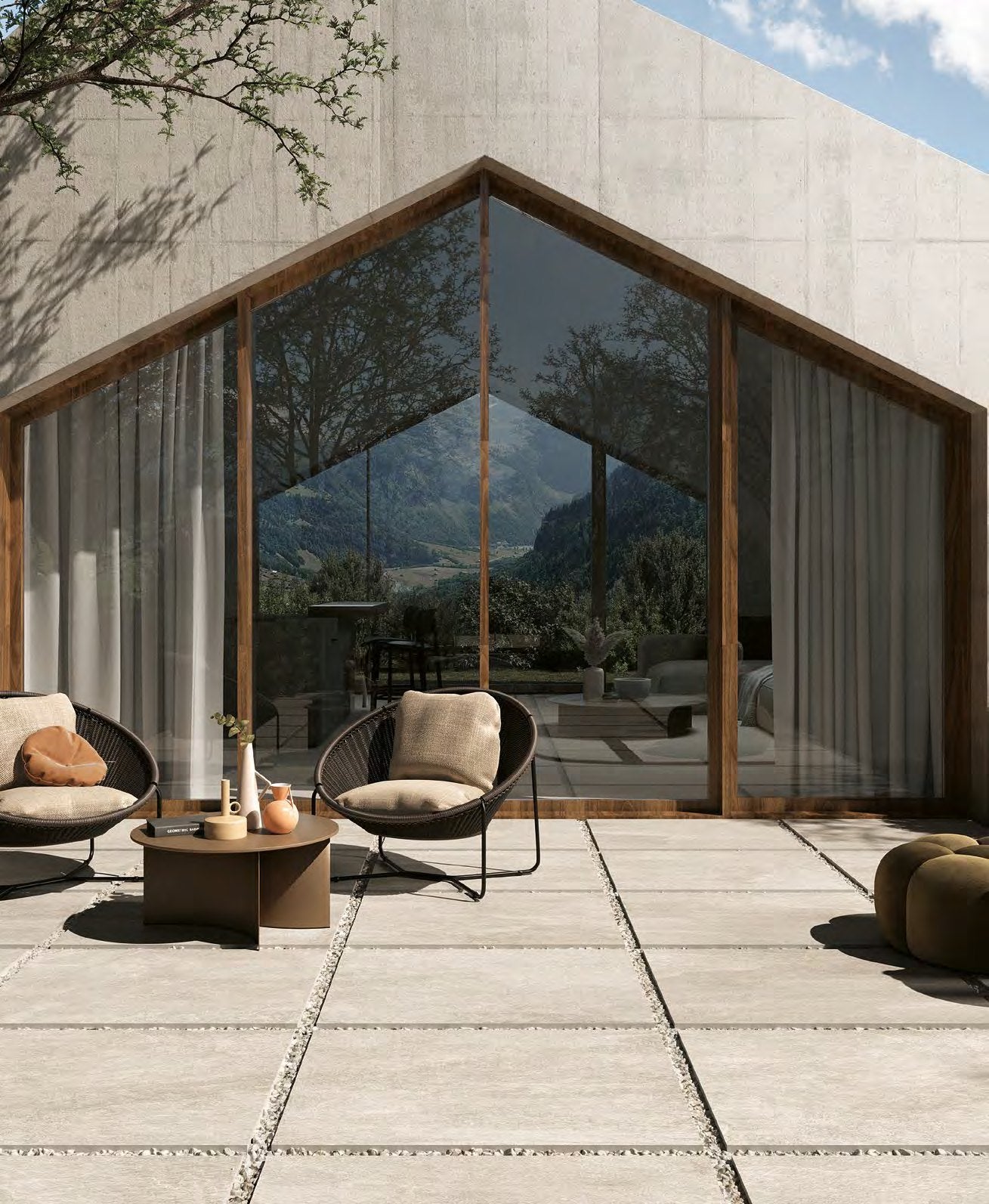 Coem Kavastone Ivory gresX2 20mm outdoor porcelain paving, laid installation