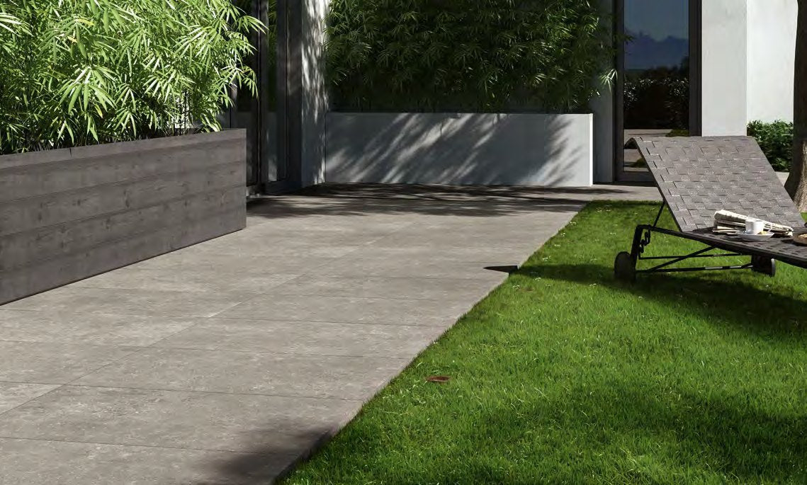 Coem Lagos Light Grey gresX2 20mm outdoor porcelain paving, laid installation