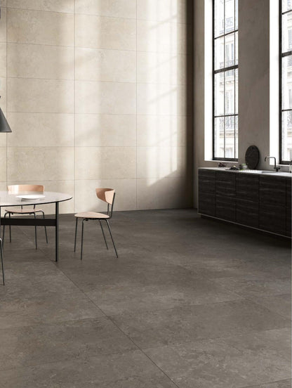 COEM Lagos Limestone-Effect mud ivory 60x120 kitchen lifestyle